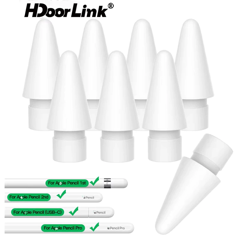 Hdoorlink 8PCS เคล็ดลับดินสอสําหรับ Aple ดินสอ 1/2 เปลี่ยน IPencil Nibs ความไวสูงปากกา Stylus เคล็ดลับสําหรับ Aple ดินสอ Pad Pro อะไหล่ Nib