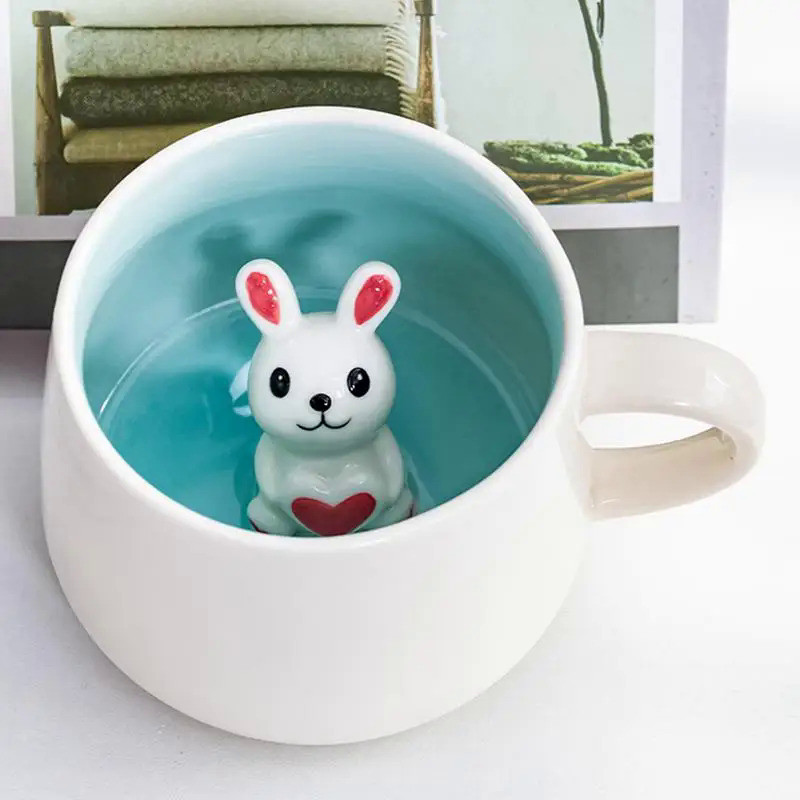 3D Animal Ceramic Mug Coffee Cup Cute Kitten Ceramic Lamb /Little Cow /Little Rabbit /Little Monkey 