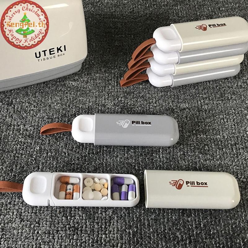 Fengfei 3 กริด Pill Organizer Mini พกพาสะดวกกระเป๋ากล่องยาขนาดเล็กสําหรับกลางแจ้ง TH