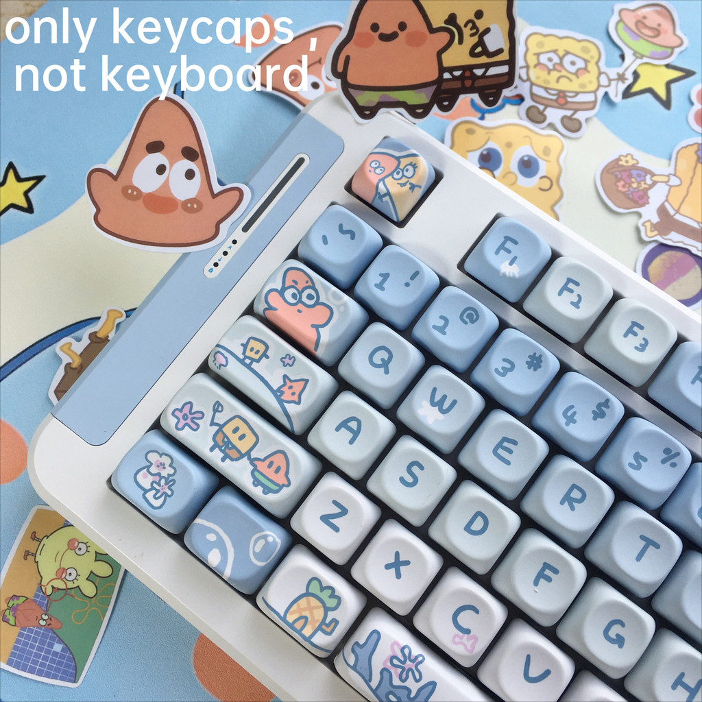 Pbt Keycap MOA SpongeBobb SquarePants Blue Themed Keycap Patrick Star Dye Sublimation คีย์บอร์ด Adaptable ถึง 61/63/64/67/68/71/75/78/82/84/87/96/98/100/104/108