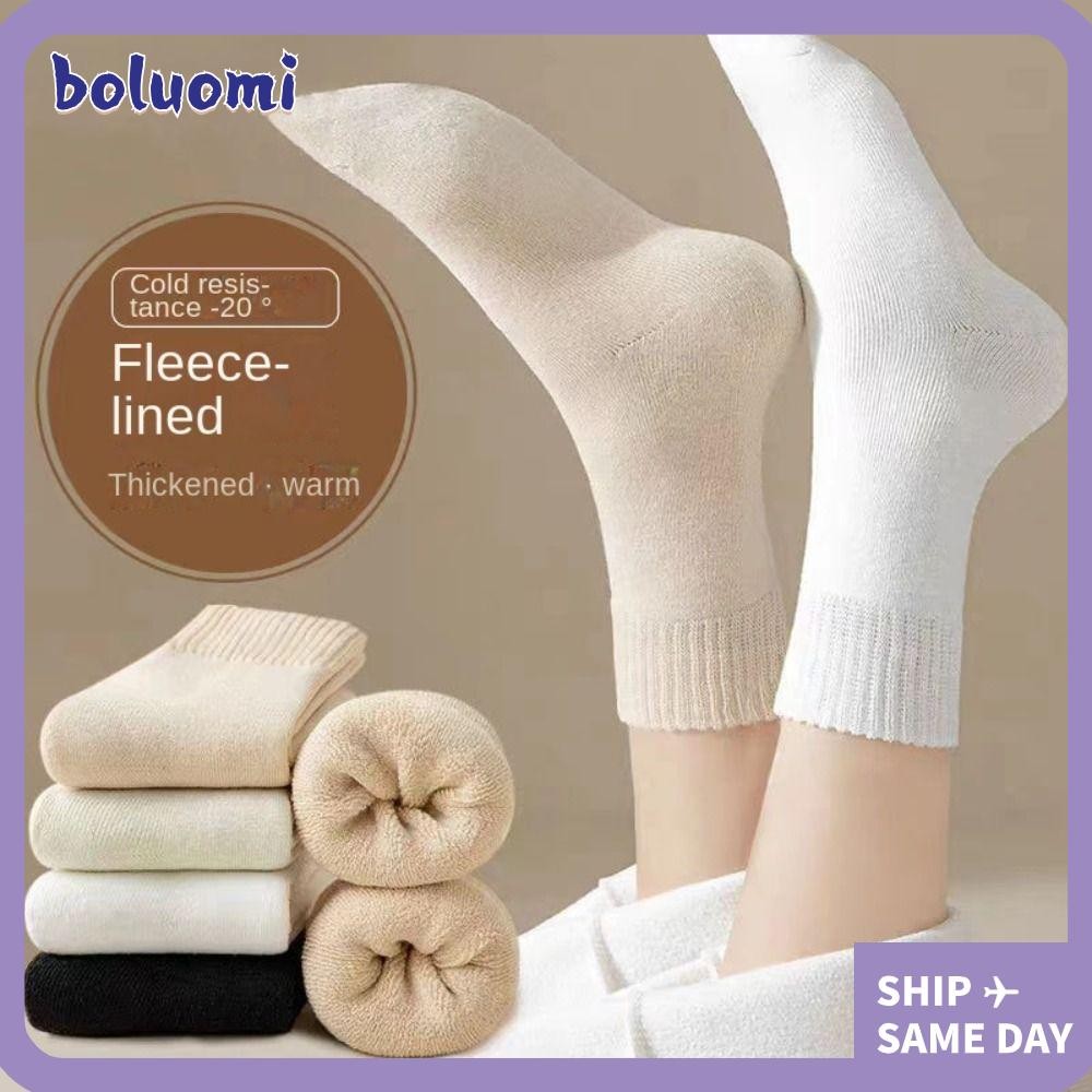 โบลูโอมิ ฤดูหนาวอุ่นข้นถุงเท้า,ความร้อนขนสัตว์ไม่มีรอยต่อแคชเมียร์หิมะถุงเท้า,ฤดูหนาวอุ่นกลางหลอดถุงเท้าโพลีเอสเตอร์ให้อบอุ่นเครื