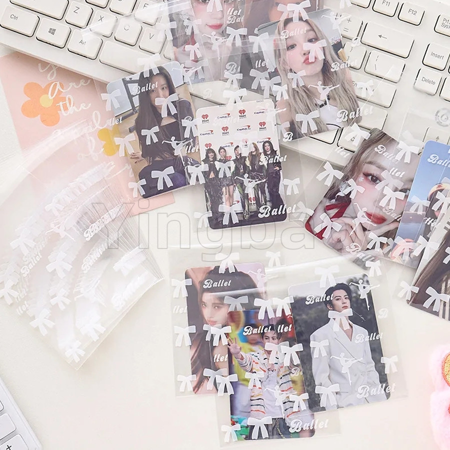 50/100 ชิ้น INS สไตล์บัลเล่ต์ Photocard Protector น่ารัก Bowknot พิมพ์ Self-กาว Opp กระเป๋าการ์ดของขวัญบรรจุภัณฑ์ Self ถุงปิดผนึก