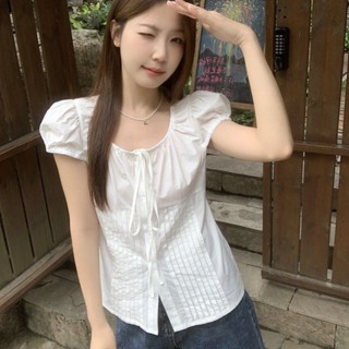 💗Linna💗จัดส่งภายใน 24 ชั่วโมง🚀สีทึบ สุภาพสตรี แขนสั้น เสื้อเ…