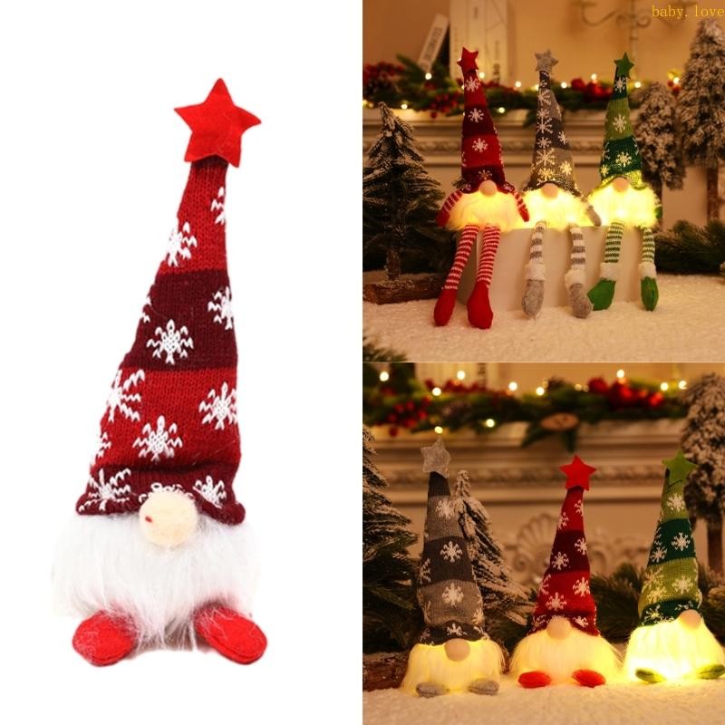 Blove* น่ารักตกแต่งคริสต์มาสเรืองแสง Gnome ตุ๊กตาหมวกยาว Rudolph Dwarf Elves Figurine ตุ๊กตา Harvest ขอบคุณ