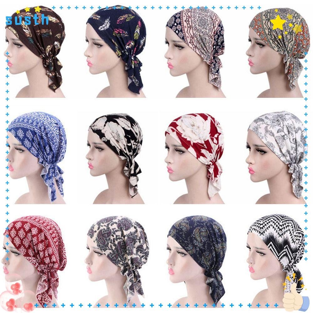 Susth ผู้หญิงลมแห่งชาติ 2023 ยืดหยุ่นอุ่นหลอดแฟชั่นลําลองหมวกผ้าฝ้าย Bandana