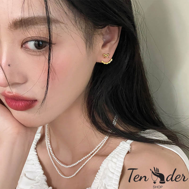 COD-ส่งเร็วจากไทย🎀ต่างหูสตั๊ดประดับโบว์ สไตล์หรูหราแสง ไม่ทําให้แพ้ง่าย สำหรับผู้หญิง เครื่องประดับแฟชั่น-Tender