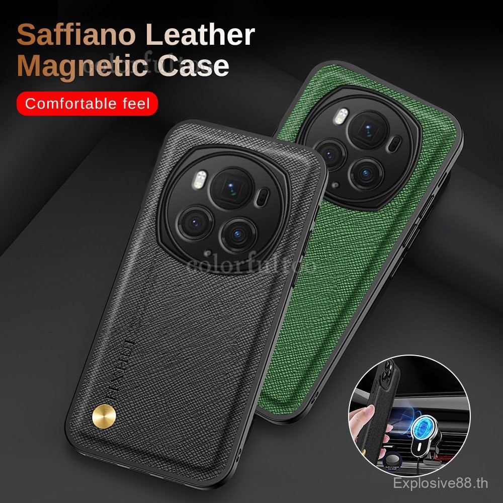 สําหรับ Honor Magic 6 Pro Magic6 Pro Magic6Pro 5G 2024 หรูหราสีทึบหนัง PU เคสโทรศัพท์บางนุ่ม TPU ซิล