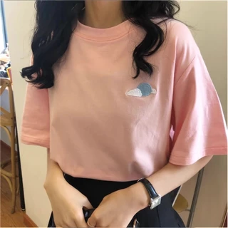 ✨Fairy style✨ เสื้อยืด แขนสั้น คอกลม แขนสั้น ลายปัก Day & Night ผ้านิ่ม ผ้าลื่น สวมใส่สบาย #9012