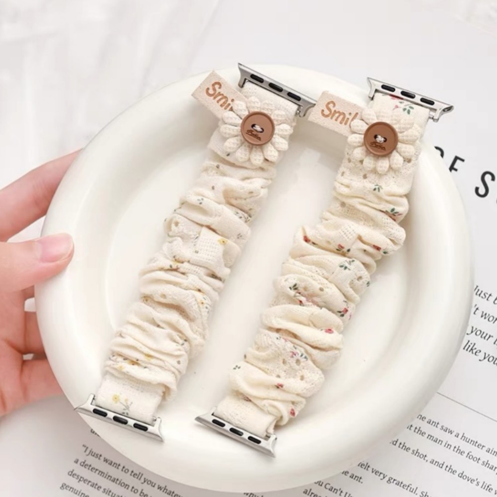 สายรัดยางยืดเหมาะสําหรับ ฉันดู10/9/8/7/6/กับ/5/4/3/2/1 สายรัดลูกไม้ดอกไม้เหมาะสําหรับสมาร์ทวอทช์ 49/46/45/44/42/40/41/38มม