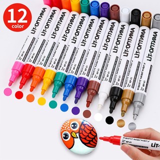 【Sulat Co】12 Colors Oil Paint Pen Marking Pen Waterproof, Sun Resistant, Quick Drying, and Colorfast