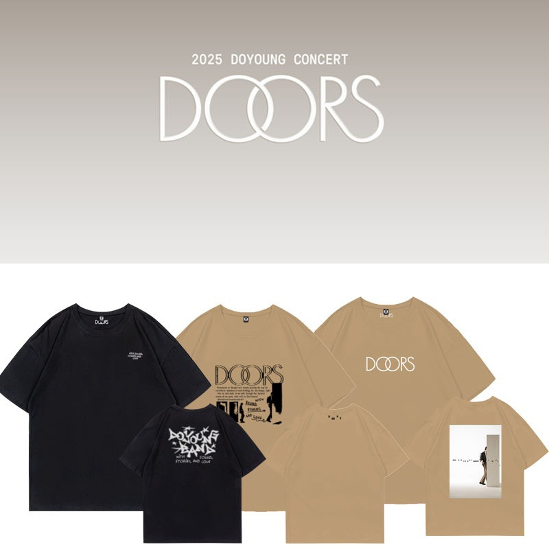 【NEW】NCT 127 DoYoung‌ 2025 CONCERT DOORS T-Shirt ผู้ชายและผู้หญิงพิมพ์เสื้อแขนสั้น
