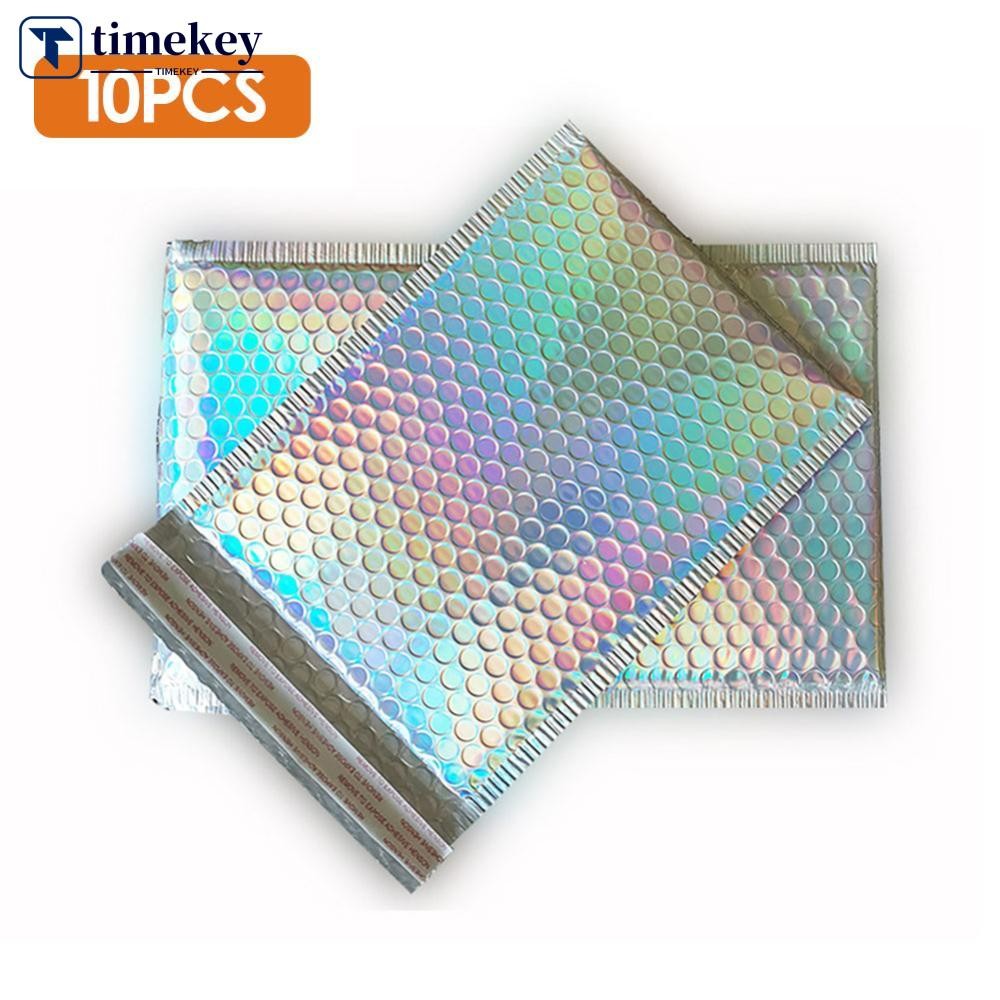 TME 10 ชิ้น/ล็อต Bubble Mailers เลเซอร์ซองจดหมาย Self Seal ไปรษณีย์บรรจุภัณฑ์ถุงหนังสือ Bubble Padding Anti-fall ป้องกัน