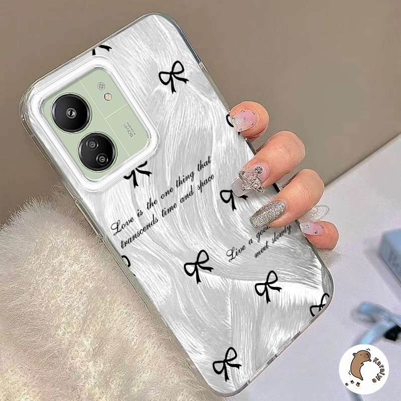 OPPO Case โบว์สีดําภาษาอังกฤษเหมาะสําหรับ OPPO A18 A38 A78 A58 A17 A17k A16 A5s A12 A3S A54 A77s A57