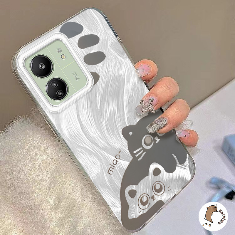 เคส OPPO แมวสีดําและสีขาวเหมาะสําหรับ OPPO A18 A38 A78 A58 A17 A17k A16 A5s A12 A3S A54 A77s A57 A52