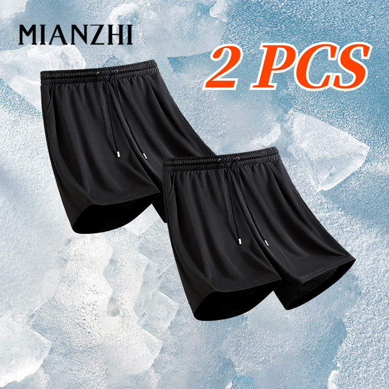 MIANZHI 2PCS กางเกงขาสั้น ติดแอร์ ผ้ายืด100% polyester รุ่นShorts ใส่สบาย ไม่ต้องรีด Unisex ใส่ได้ทุ