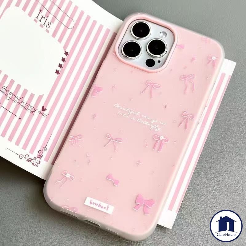 แฟชั่น 2 ใน 1 ธนูสีชมพู เคสอ่อน เข้ากันได้กับ IPhone 16 15 12 11 13 14 Pro Max 7 8 Puls XR X 15 6s 6 16 Puls X XS Max - รูปที่ 5