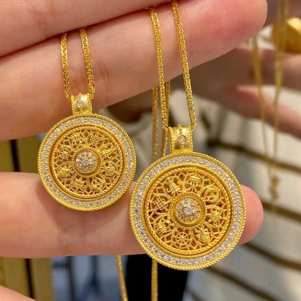 Sanliou หนังสือเงียบของเล่นหนังสือ金店同款不色沙金宝罗โซ่中式吊带转罗盘毛衣项链女Gold Store สไตล์เดียวกันไม่ทอทรายทองแปดสม