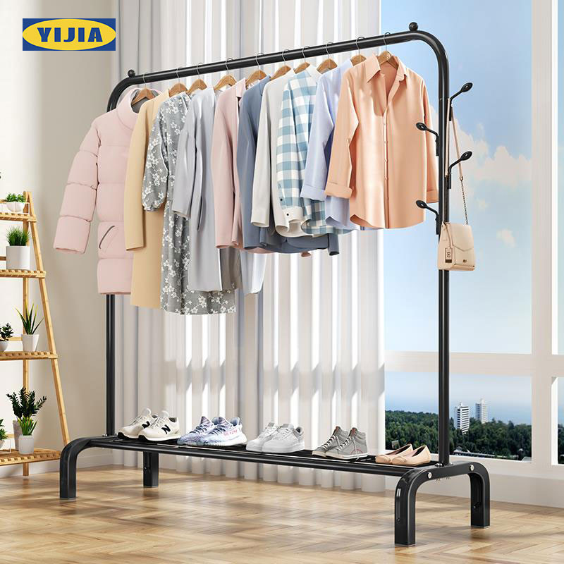 YIJIA ราวตากผ้า  ราวตากเสื้อผ้า ราวแขวนผ้า มีตะขอแขวนกระเป๋า โครงเหล็กเเข็งเเรง ที่แขวนหมวก