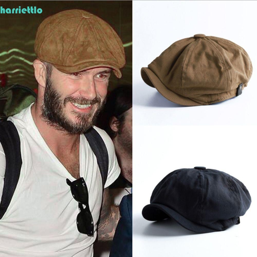เบเรต์สำหรับผู้ชายแบบแคชวลเรโทร สีทึบ จากแบรนด์ HARRIETTLO