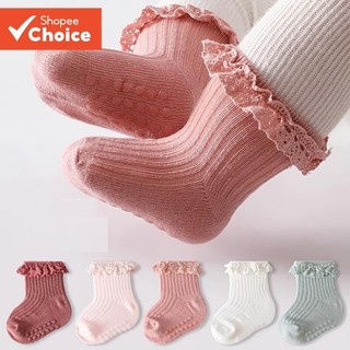 Meias De Princesa Antiderrapantes De Renda Para Bebês Meninas , Térmicas Casuais Respiráveis E Confortáveis , 3 Pares De