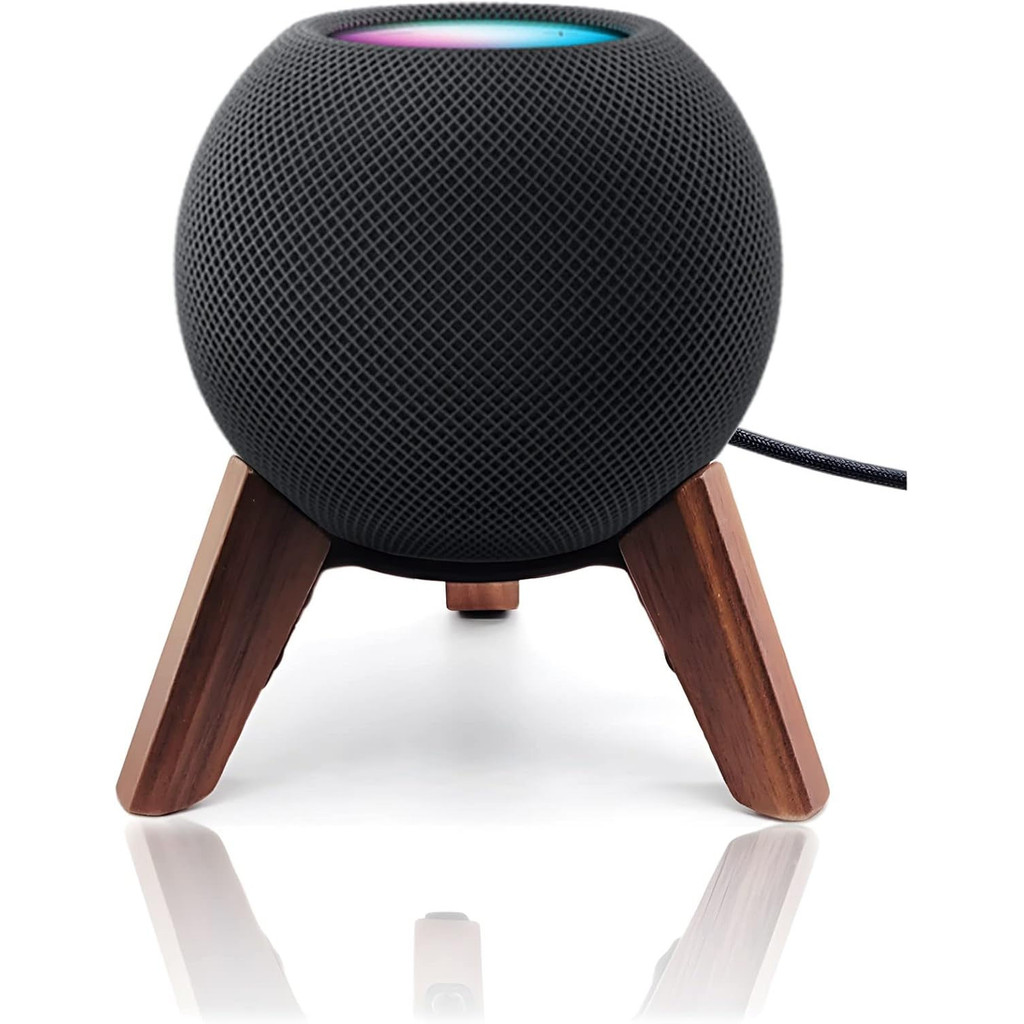 ขาตั้งไม้จริงสําหรับ Homepod mini(2020 Released), ที่วางไม้ขาตั้งกล้องพร้อมกรอบโลหะ,Safe Stable Mount พร้อมแผ่นซิลิโคนกันลื่นปกป้อง Home pod mini Speaker Well
