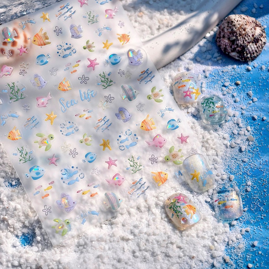 [Meow.Sensei] Iron Plain Hot-sell Starry Sky Animal Nail Sticker M-1167 Cartoon Nail Shell Nail Sticker Jelly Glue Series