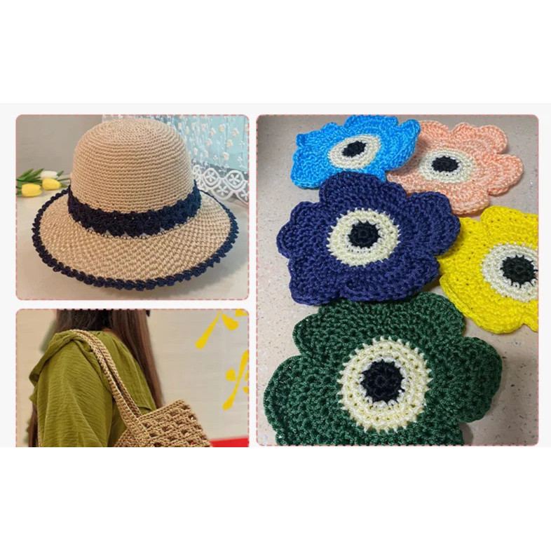 250g ฤดูร้อนโครเชต์เส้นด้ายน้ําแข็งเชือก 3 มม.สําหรับมือถักกระเป๋า Sun หมวกรองเท้าทอ DIY Hook เบาะผ้าไหมขนาดกลางหนา - รูปที่ 4
