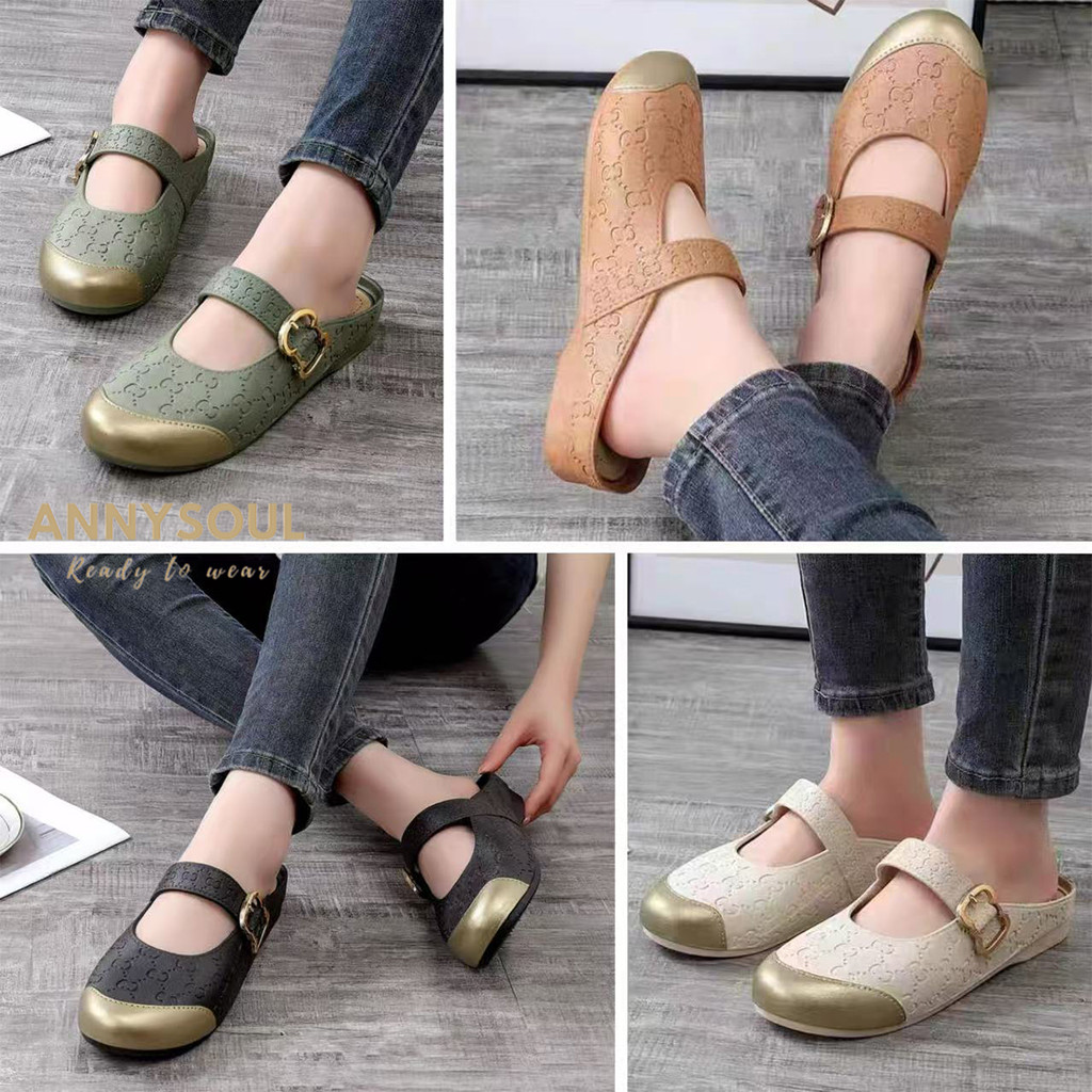 รองเท้าแตะผู้หญิง รองเท้าพื้นเรียบ สีสันสดใส