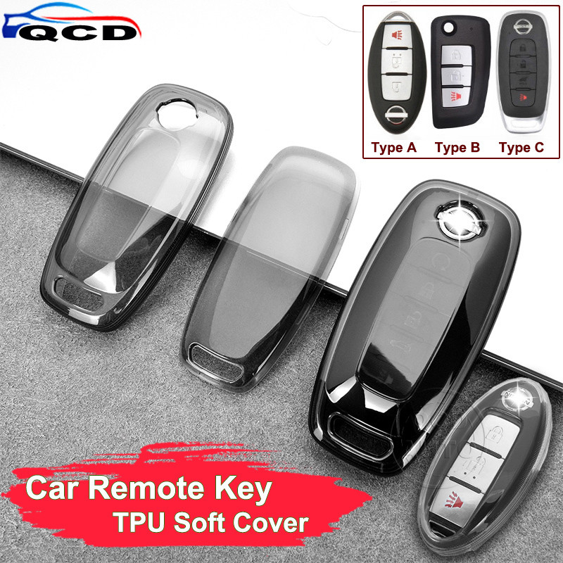 Nissan รถกุญแจรีโมทใสเปลือกสีดํา ทีพียู นุ่มป้องกันปกคลุม สําหรับ Juke March Kicks Almera Serena C28