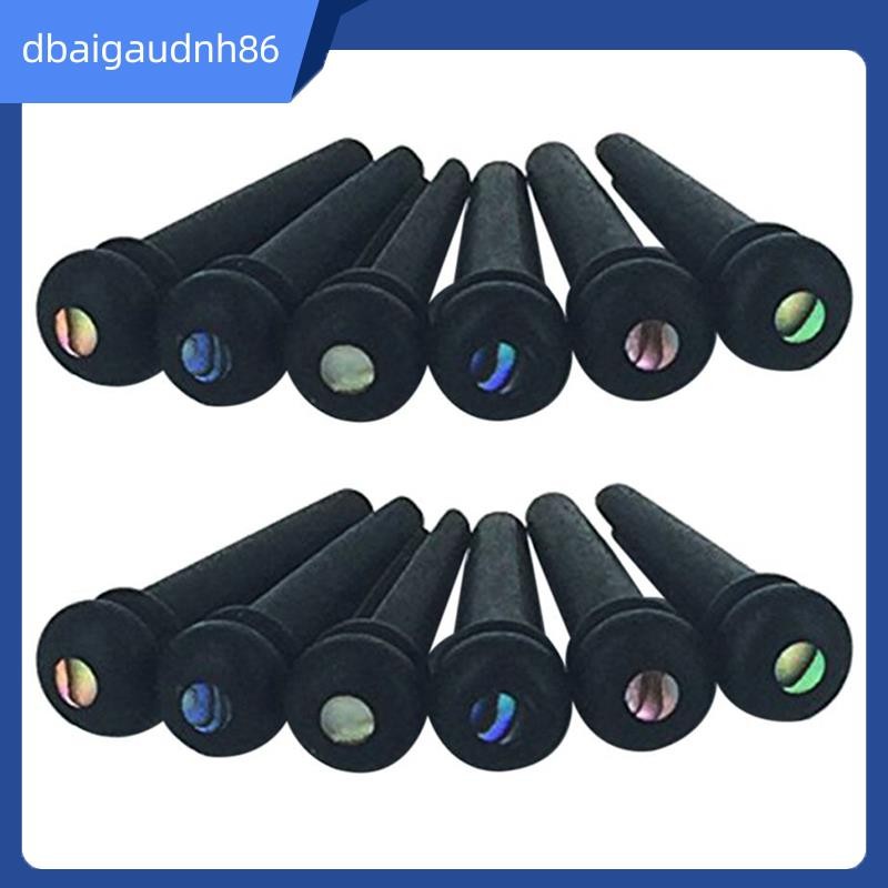 READY STOCK12X Ebony Guitar Bridge Pins,Ebony End Pin,Endpin,Abanlone Dot สําหรับชิ้นส่วนกีต้าร์โปร่