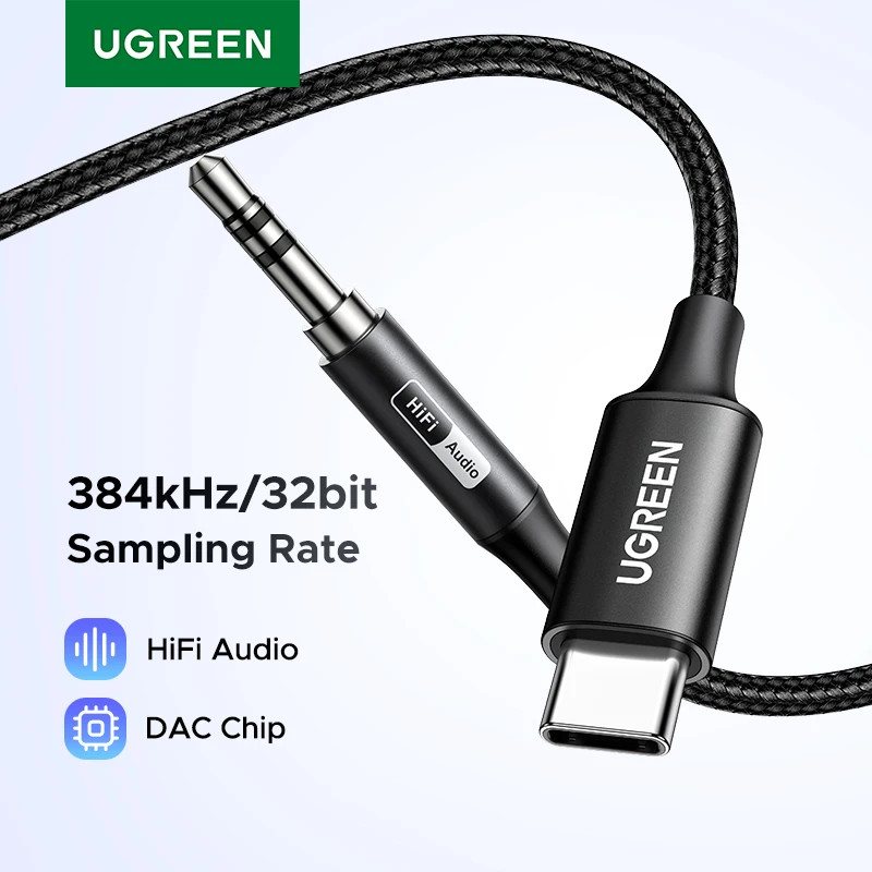 UGREEN DAC USB-C ถึง 3.5 มม.อะแดปเตอร์ประเภท C 3.5 มม.หูฟังชายแจ็คปลั๊กอะแดปเตอร์รถเสริมสายสเตอริโอสําหรับโทรศัพท์ iPad