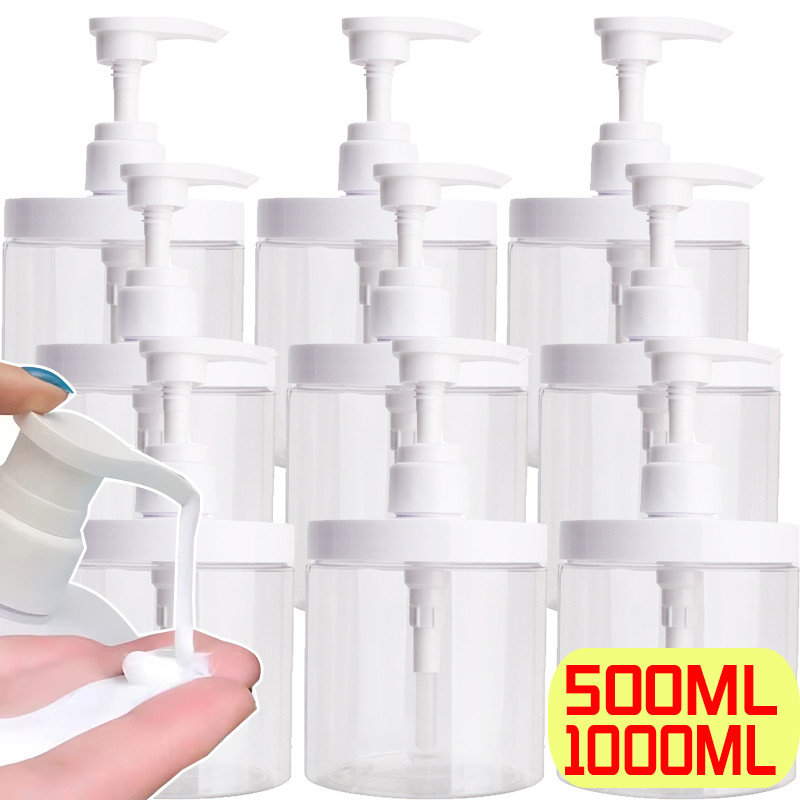 ขวดจ่ายปั๊มสัตว์เลี้ยง,รีฟิลปากกว้างขนาด 500 มล./1000 มล.,การออกแบบป้องกันการรั่วสําหรับแชมพู/โลชั่น,ภาชนะที่เป็นมิตรกับการเดินทางที่ทนทานพร้อมปั
