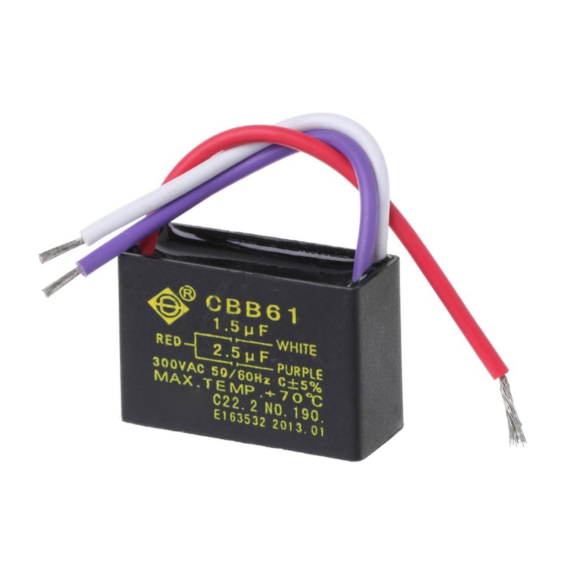 Stud CBB61 Capacitor 1 5uF + 2 5uF 5 สาย 250V Capacitor Fit สําหรับพัดลมเพดานอุปกรณ์เสริม
