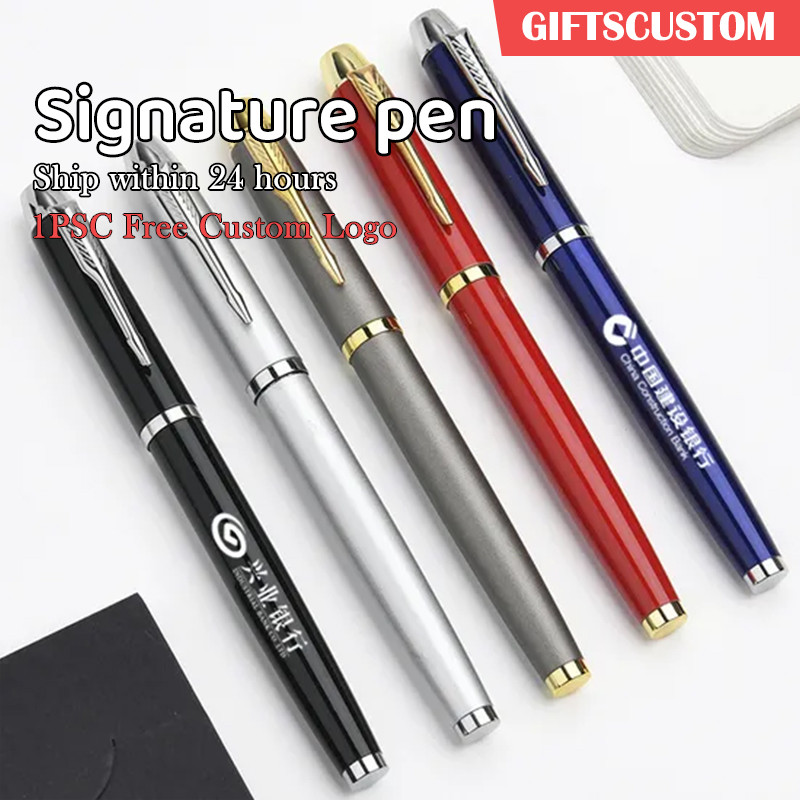 ฟรีโลโก้/ชื่อปากกาลูกลื่นสีดําเติมเลเซอร์แกะสลักปากกาลายเซ็นธุรกิจ