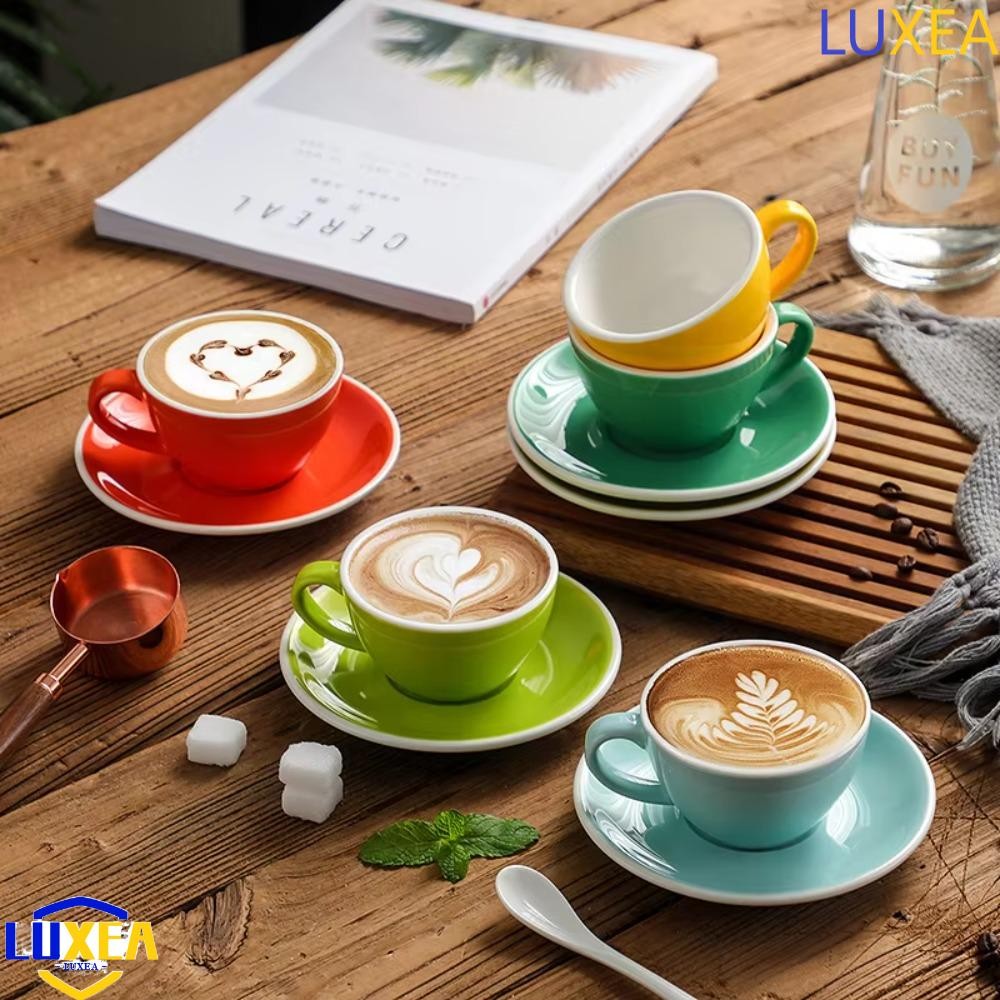 หรูหรา ถ้วยกาแฟเซรามิค,ถ้วยคาปูชิโน่สีทึบ 220 มล.,สไตล์ยุโรปอเนกประสงค์พร้อมฐานแก้วคู่ของขวัญ