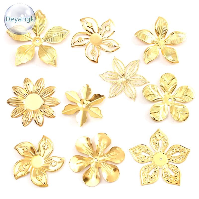 Deyangk 50 ชิ้น/เซ็ต ลวดลายดอกไม้จากโลหะสำหรับทำเครื่องประดับและงานฝีมือ