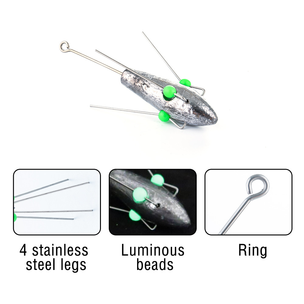 sinkers เรืองแสง สำหรับตกปลา น้ำหนัก 80-200 กรัม แบบ anti-snag พร้อมลูกปัด ใช้งานง่ายและจมน้ำไว — صورة 4