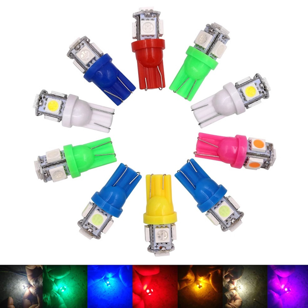 BINGOU 7 สีให้เลือก หลอดไฟหรี่ ขั้วT10 W5W LED 5 ชิพ (ราคา 1หลอด) ติดตั้งง่าย คุณสมบัติ หลอดไฟหรี่