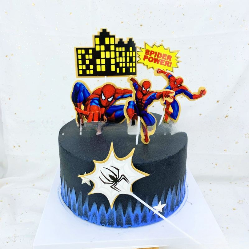 ขั้นสูง Spider Man เค้กชุดตกแต่งวันเกิดเด็ก Spider Man รูปที่ 4