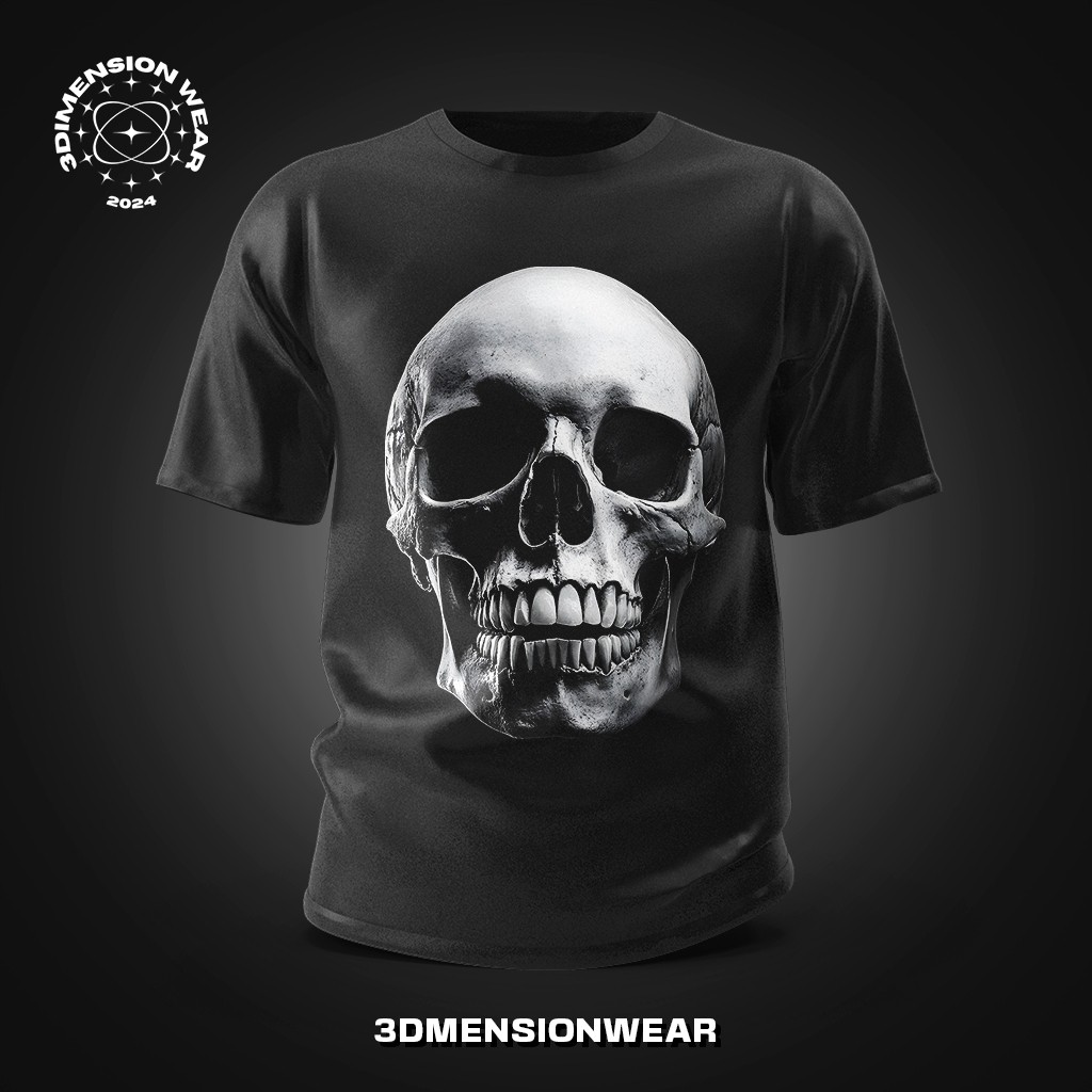 จัดส่ง 24 ชั่วโมง 100% Design 3D Skull 3D V2 - เสื้อยืด Distro Premium ดั้งเดิม 3D Skull 3D V2 - DT0