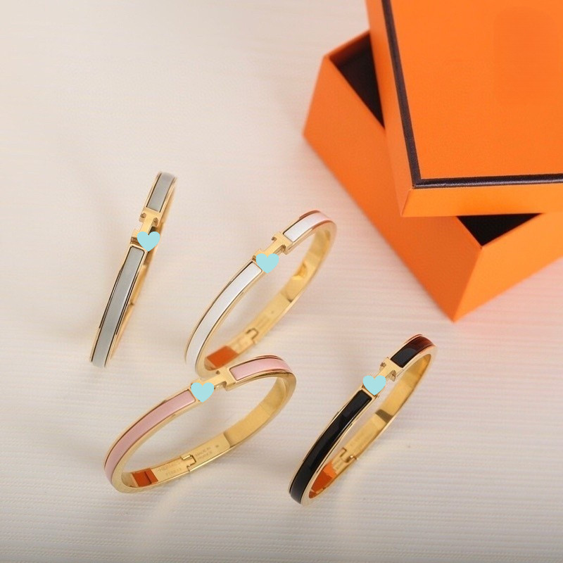 【ก่อนสั่งสอบถาม】ราคา2800 Bangles MINI Clic H สร้อยข้อมือ Enamel Copper Gold Plating