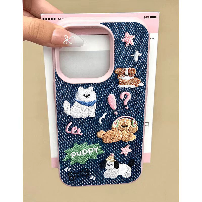 การ์ตูนลูกสุนัขลูกแมวหนังผิวสัมผัสนุ่ม เคส IPhone 15 11 13 16 14 12 Pro Max 7Plus 16 14 8 7 15 Plus 8Plus XR X XS Max SE