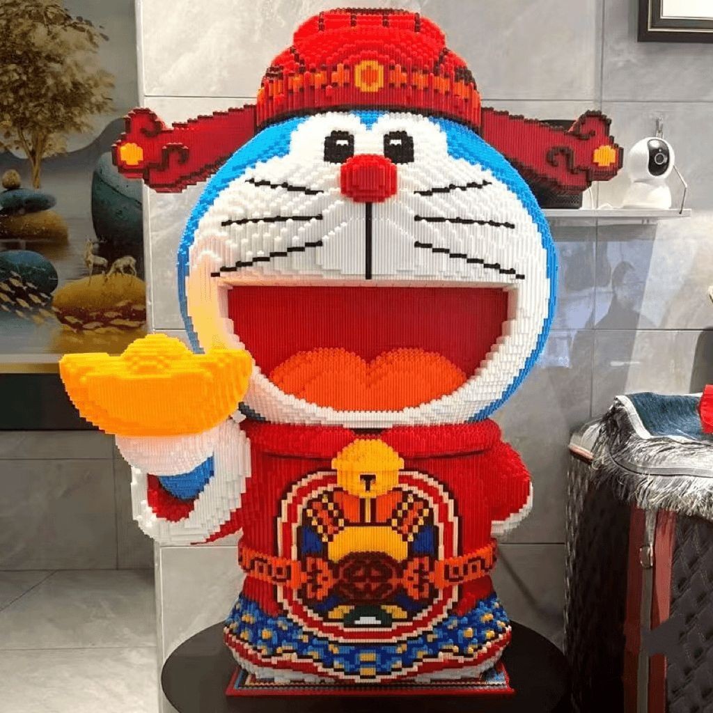 ขนาดใหญ่เทพเจ้าแห่งความมั่งคั่งโดราเอมอนเข้ากันได้เลโก้อาคารบล็อกความยากลําบากสูงประกอบของเล่นเพื่อก