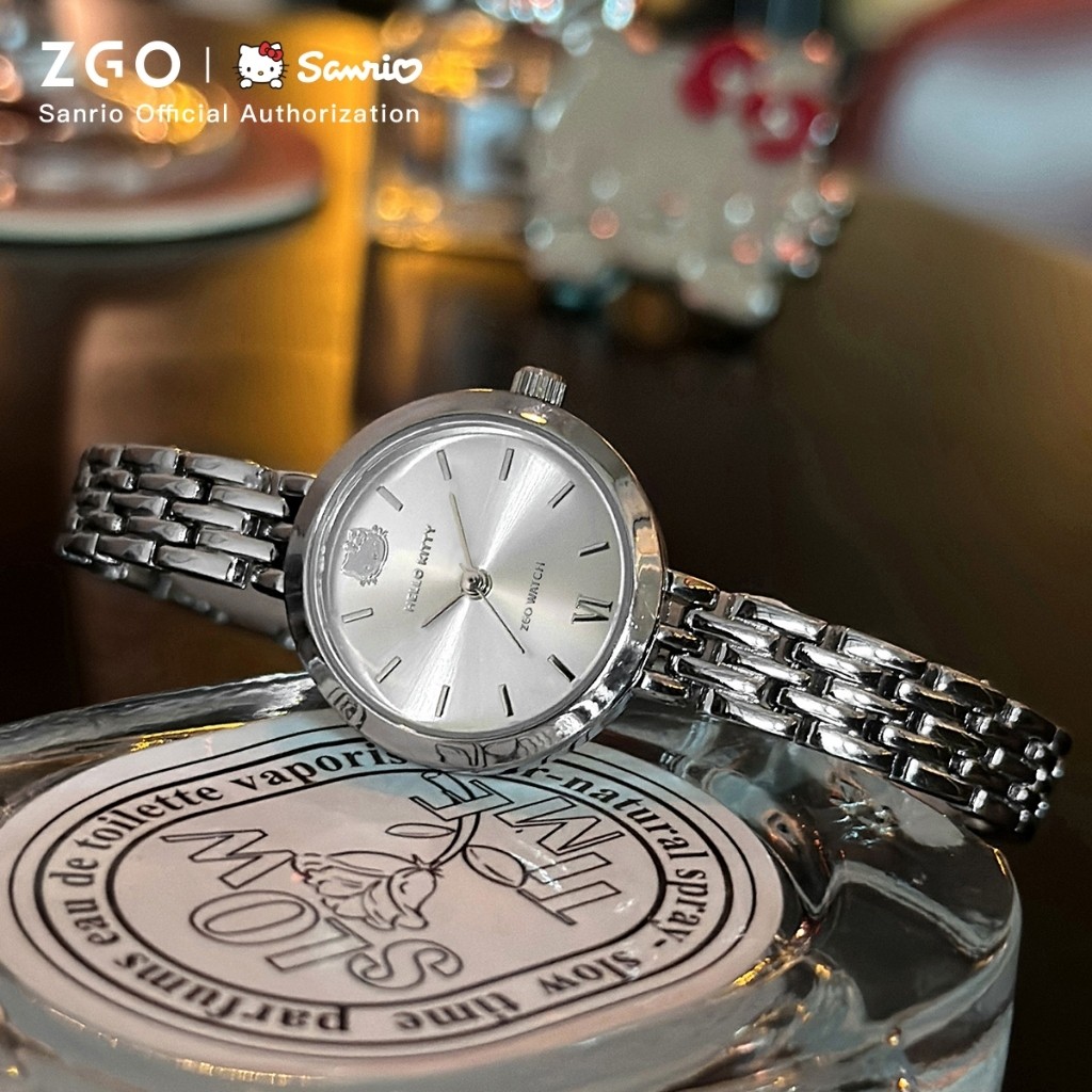 ZGO x Sanrio Hello Kitty นาฬิกาผู้หญิงสําหรับนักเรียนมัธยมต้นนาฬิกาข้อมือควอตซ์กันน้ําหรูหราและของขว