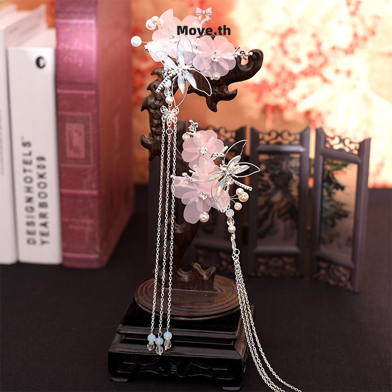 ในไทย-พร้อมส่ง คลิปผมผีเสื้อ Dragonfly อุปกรณ์เสริม Hanfu โบราณ อุปกรณ์เสริมผม Tassel คลาสสิก-Move