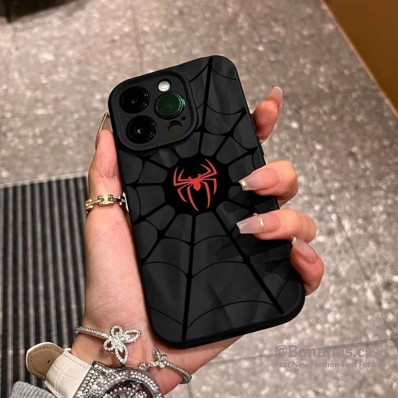 เข้ากันได้กับ iPhone 16 15 14 13 12 11 Pro Max X Xr Xs Max 7 8 Plus SE2020 เคสโทรศัพท์การ์ตูนอะนิเมะ Spider Man Cat ปกอ่อน