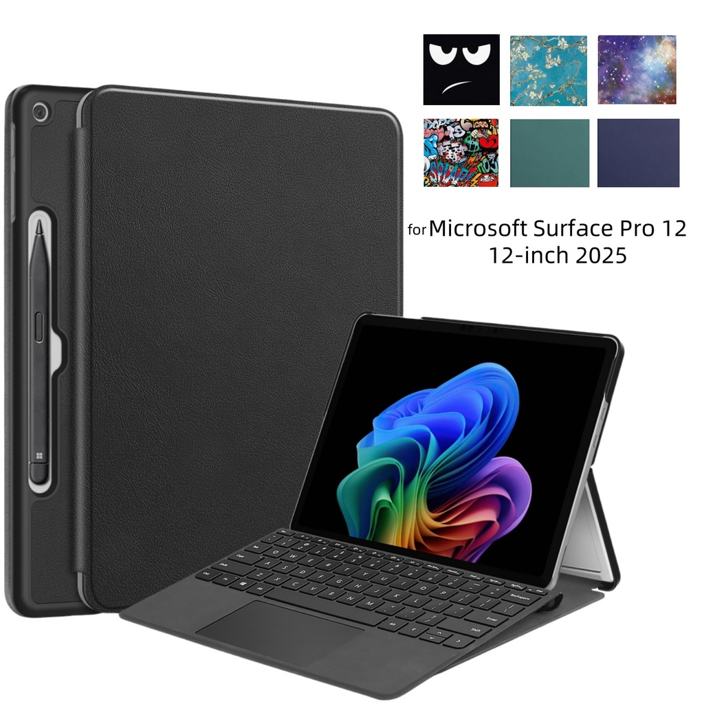 สําหรับ Microsoft Surface Pro 12 Case 2025 ฝาครอบหนัง PU บางพร้อมขาตั้งหลายมุมเหมาะสําหรับ Surface P
