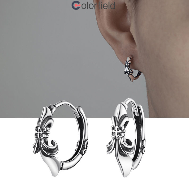 Colorfield 925 Silver Cross ดอกไม้ต่างหู ไตล์พังก์ ความรู้สึกระดับไฮเอนด์ เครื่องประดับแฟชั่น สําหรับผู้ชาย และผู้หญิง💖
