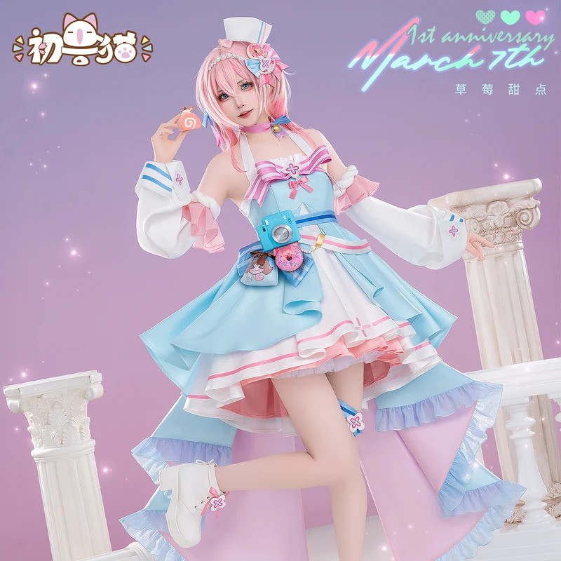 QY Honkai：Star Rail March 7th Cosplay Costume Game March 7 Strawberry Sweet Dresshalloween Cosplays 