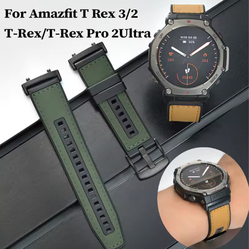 สายซิลิโคนหนังสําหรับ Amazfit T Rex 3/2 กีฬาผู้หญิงผู้ชายสร้อยข้อมือสําหรับ Amazfit T-Rex/T-Rex Pro 2Ultra อุปกรณ์เสริม